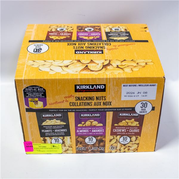 BOX OF KIRKLAND SNACKING NUTS VARIETY PACK