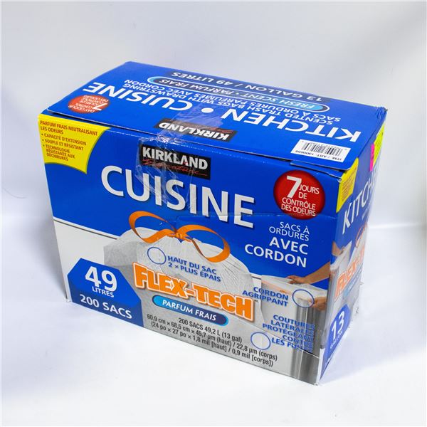 198 BAGS 13 GALLON KIRKLAND KITCHEN BAGS W DRAWSTR