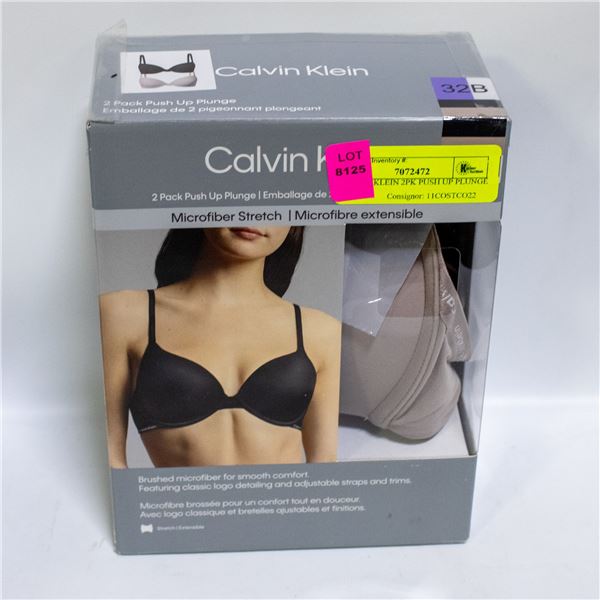 CALVIN KLEIN 2PK PUSH UP PLUNGE BRA 32B