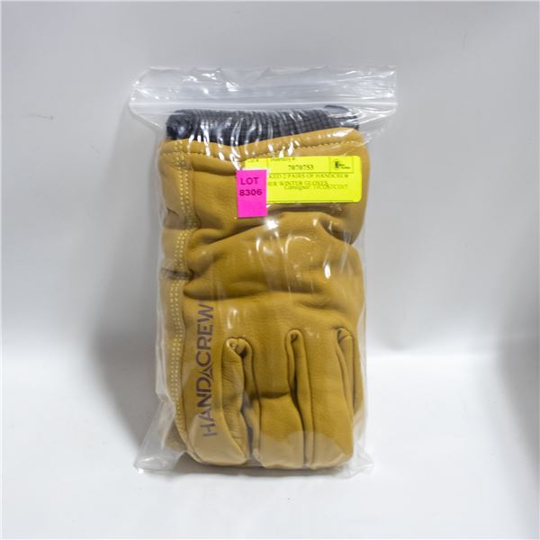 REPACKED PAIR OF HANDCREW LEATHER WINTER GLOVES