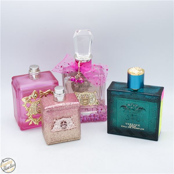LOT OF 4 ASSORTED TESTER BOTTLE PERFUMES