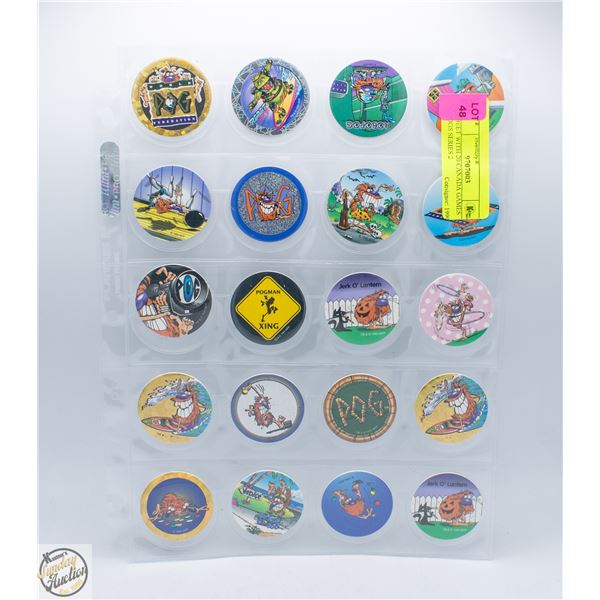 SHEET WITH 20 CANADA GAMES POGS SERIES 2