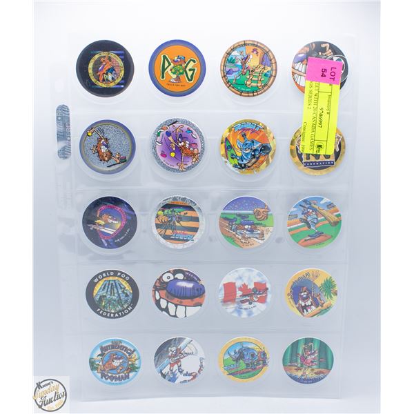 SHEET WITH 20 CANADA GAMES POGS SERIES 2