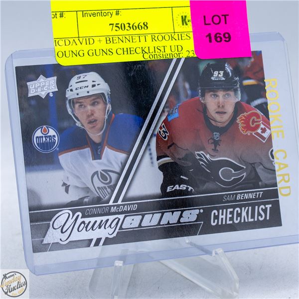 MCDAVID + BENNETT ROOKIES YOUNG GUNS CHECKLIST UD