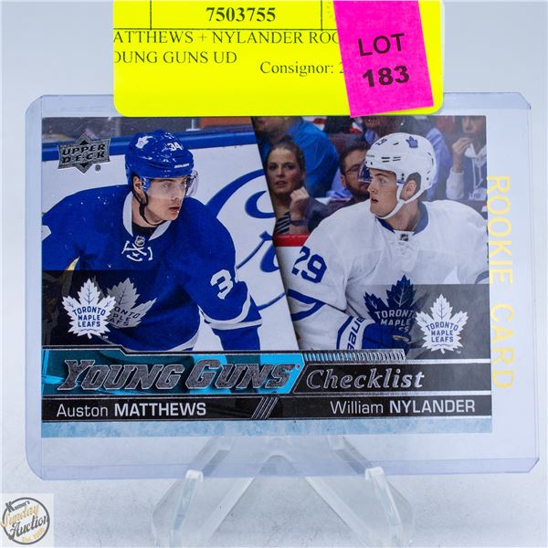 MATTHEWS + NYLANDER ROOKIES YOUNG GUNS UD