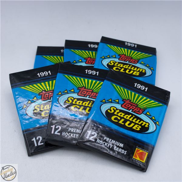 6 SEALED 1991 TOPPS HOCKEY 12 PREMIUM CARDS PER PK