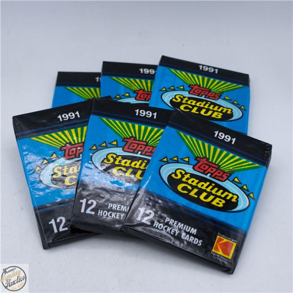 6 SEALED 1991 TOPPS HOCKEY 12 PREMIUM CARDS PER PK