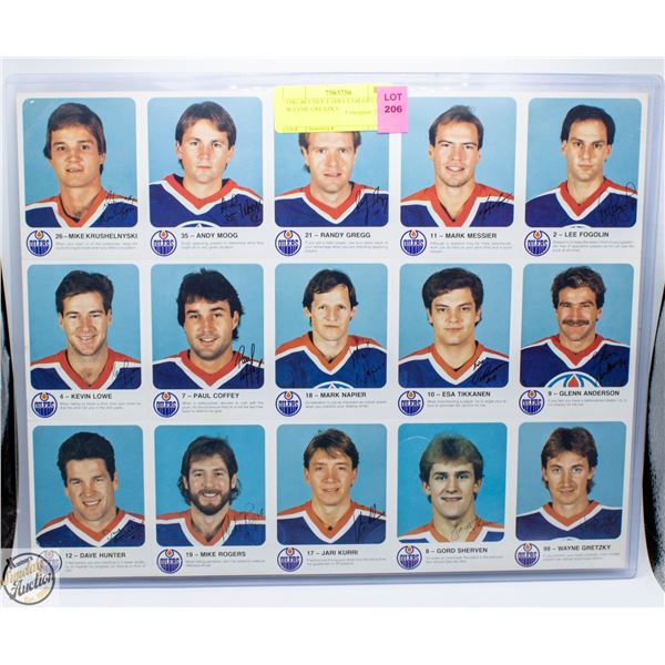 1985-86 UNCUT SHEET OILERS 1 WAYNE GRETZKY