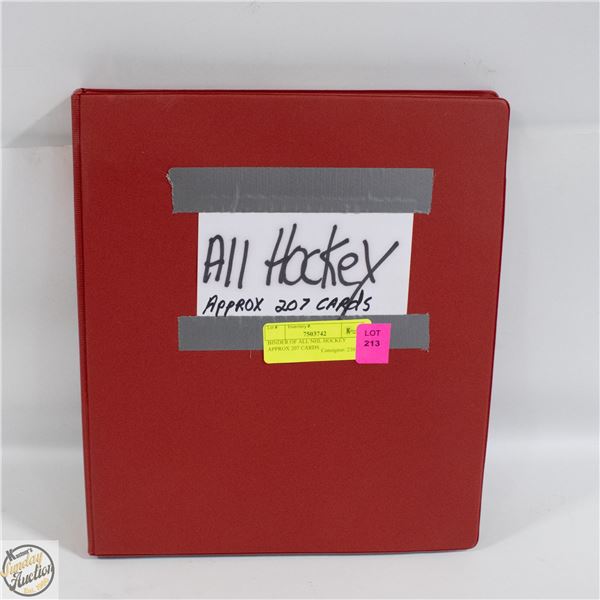 BINDER OF ALL NHL HOCKEY APPROX 207 CARDS