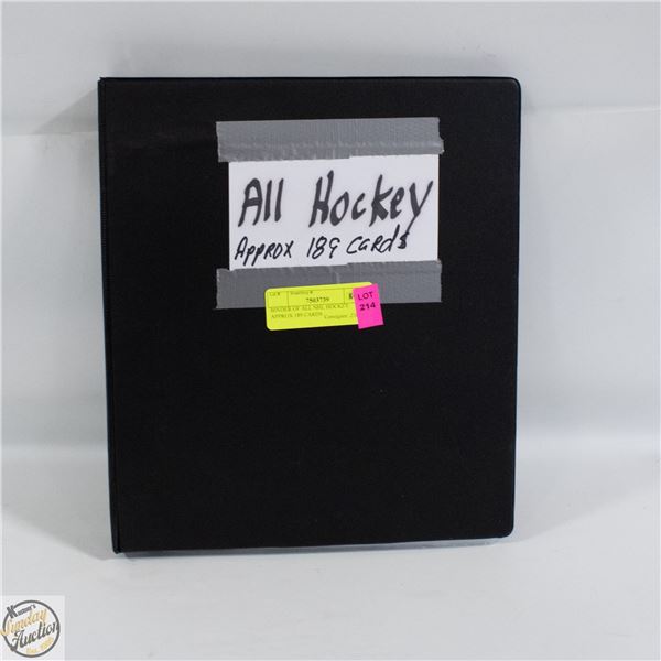 BINDER OF ALL NHL HOCKEY APPROX 189 CARDS