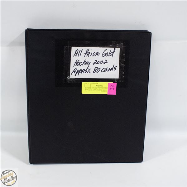 BINDER OF ALL PRISM GOLD HOCKEY APPROX 80 CARDS