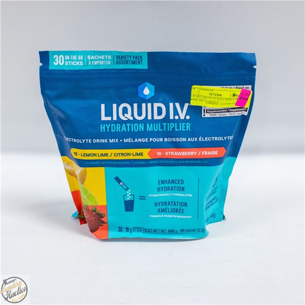 30 X 16G LIQUID IV ELECTROLYTE DRINK MIX VARIETY