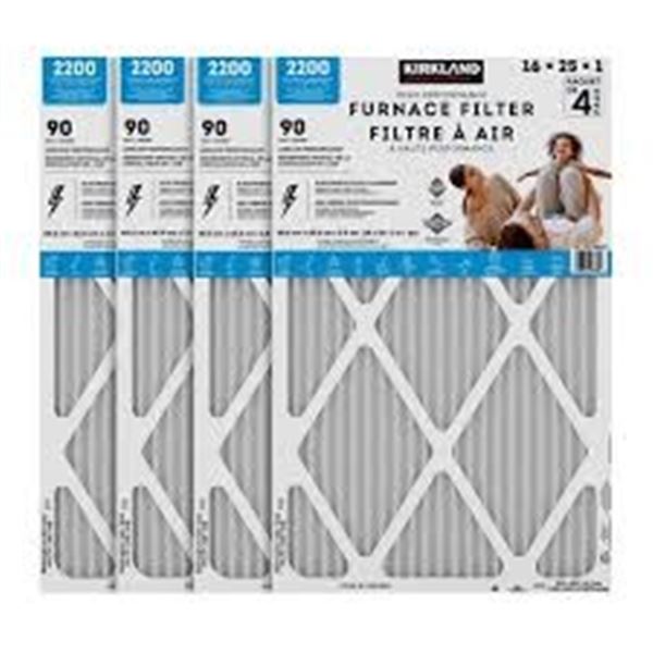 BRAND NEW 4PK KIRKLAND FURNACE FILTER 16 X 25 X 1
