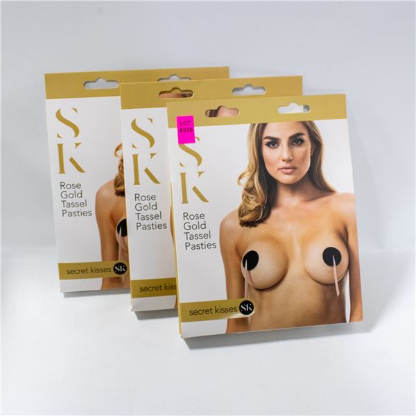 3 NEW PACKAGES OF SK ROSE GOLD TASSEL PASTIES