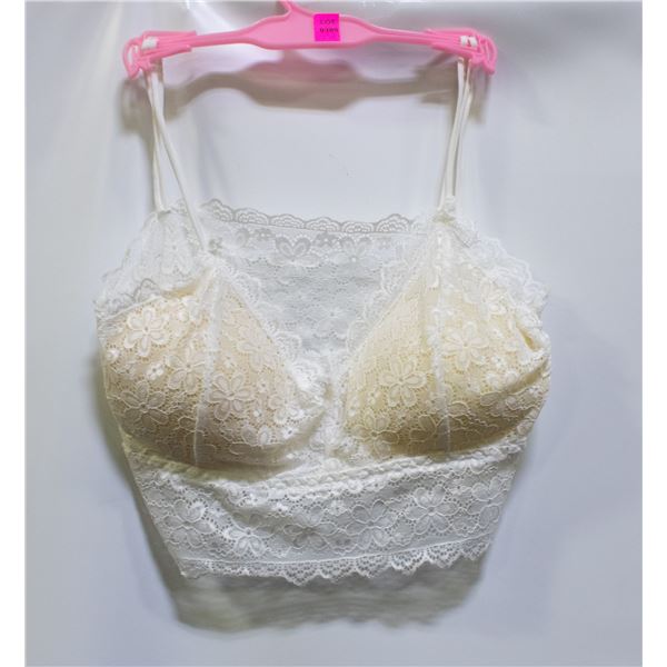 WHITE LACEY BRALETTE SIZE UNKNOWN