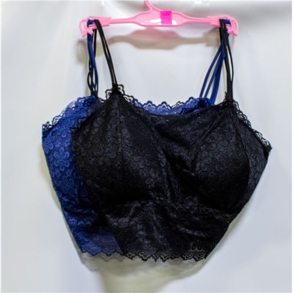 2PC BLACK AND BLUE LACEY BRALETTES SIZE UNKNOWN