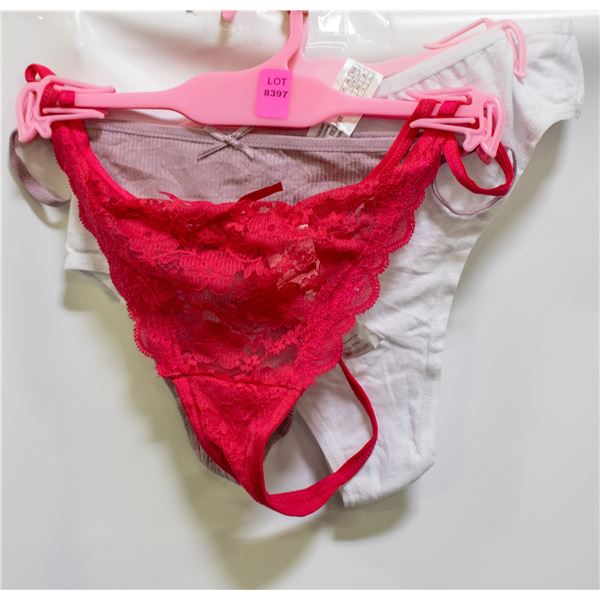 THREE PAIRS OF SIZE SMALL LACEY PANTIES