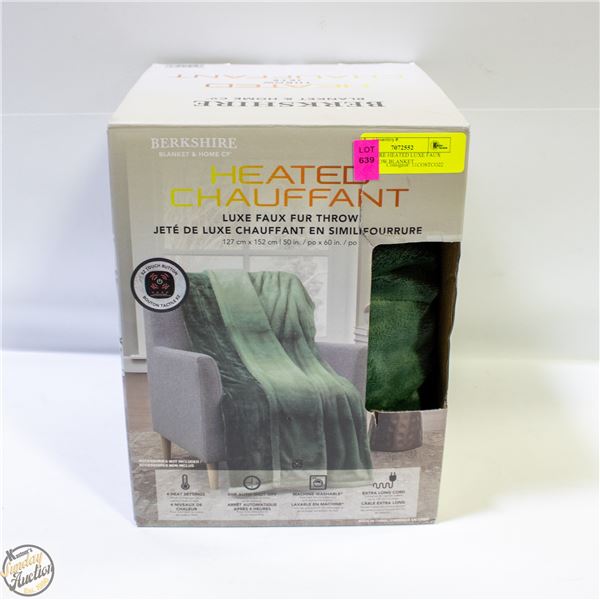 BERKSHIRE HEATED LUXE FAUX FUR THROW BLANKET