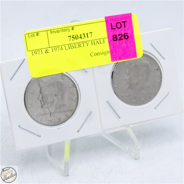 1971 & 1974 LIBERTY HALF DOLLARS