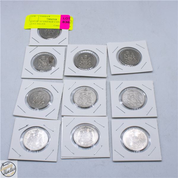 LOT OF 10 VINTAGE CANADIAN 50 CENT PIECES