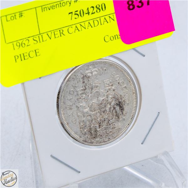 1962 SILVER CANADIAN 50 CENT PIECE
