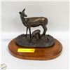 Image 1 : METAL DEER AND FAWN ON WOOD BASE