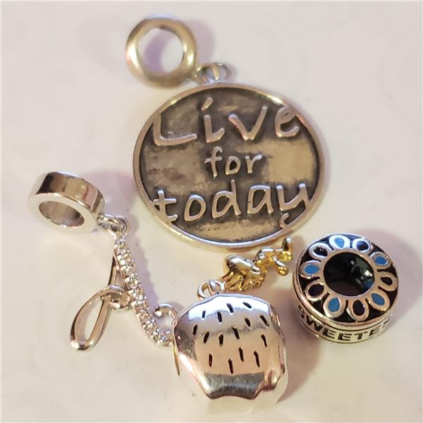 SILVER PACK OF 4 PANDORA BEADS WEIGHT 9.3G