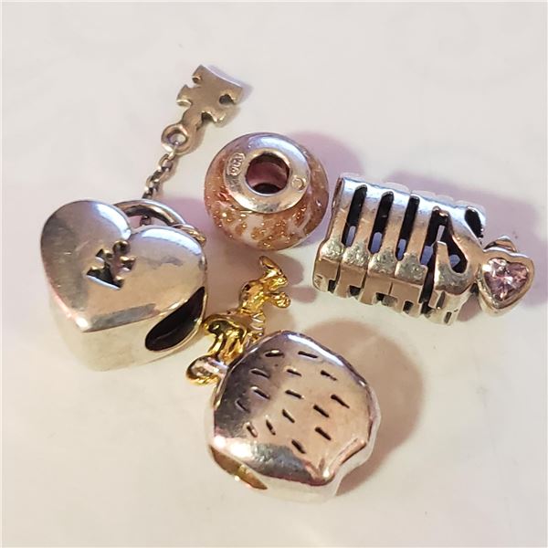 SILVER PACK OF 4 PANDORA BEADS WEIGHT 10.4G