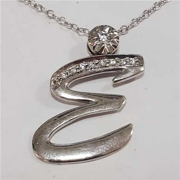 SILVER CUBIC ZIRCONIA NECKLACE LENGTH 19 INCHES