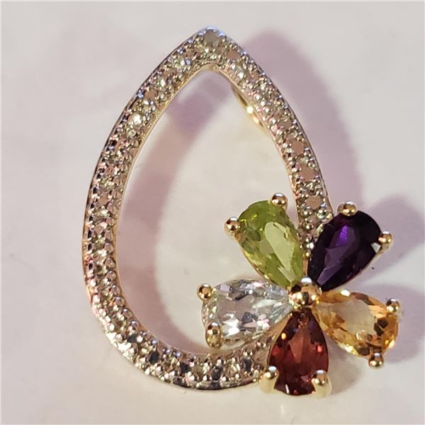 SILVER MULTI GEMSTONE PENDANT