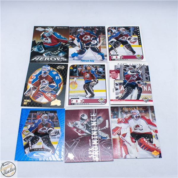 LOT OF 9 PATRICK ROY CARDS