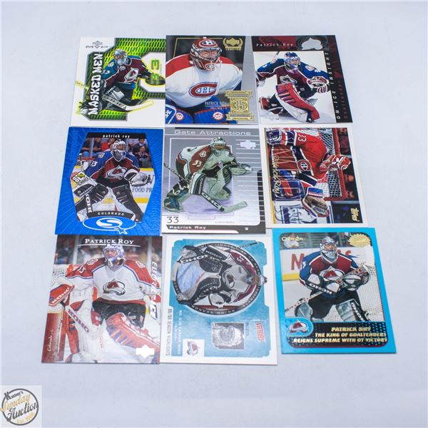 LOT OF 9 PATRICK ROY CARDS