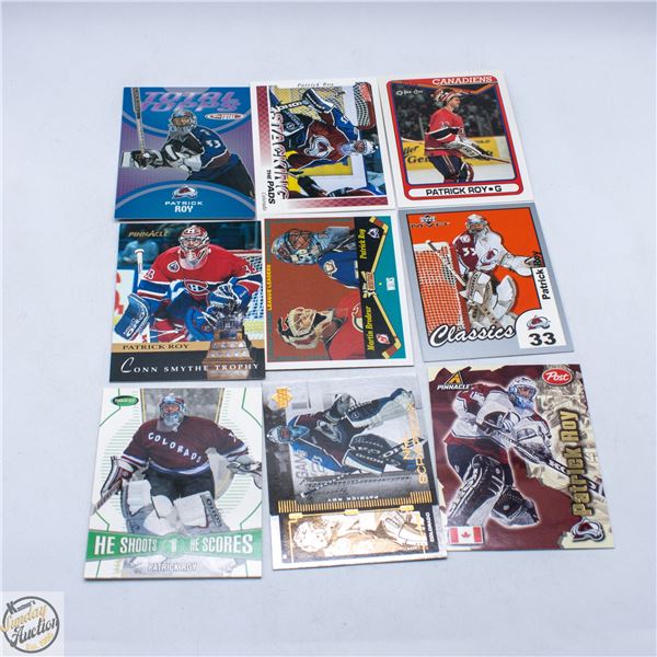 LOT OF 9 PATRICK ROY CARDS