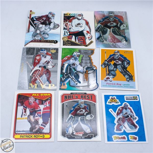 LOT OF 9 PATRICK ROY CARDS