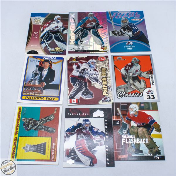 LOT OF 9 PATRICK ROY CARDS