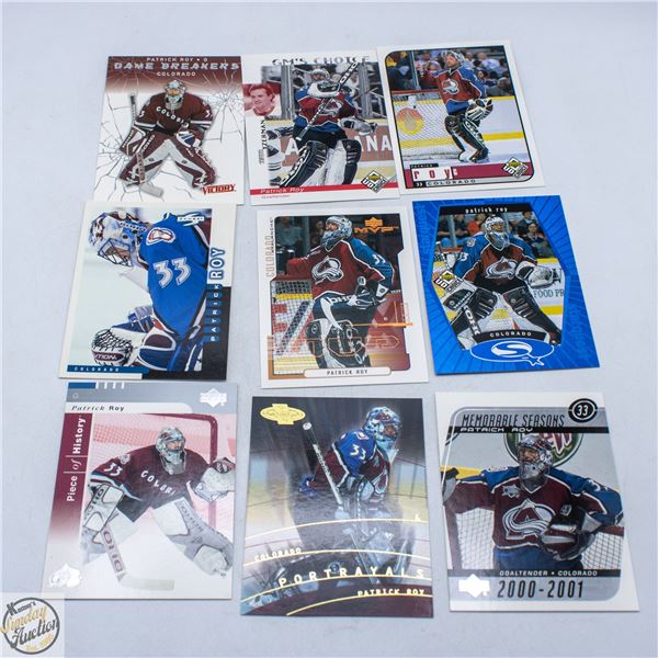 LOT OF 9 PATRICK ROY CARDS