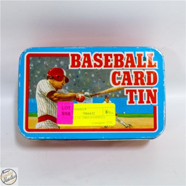 TIN FULL OF 1980S BASEBALL CARDS