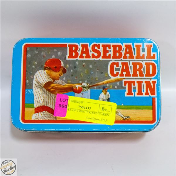 TIN FULL OF 1980S HOCKEY CARDS