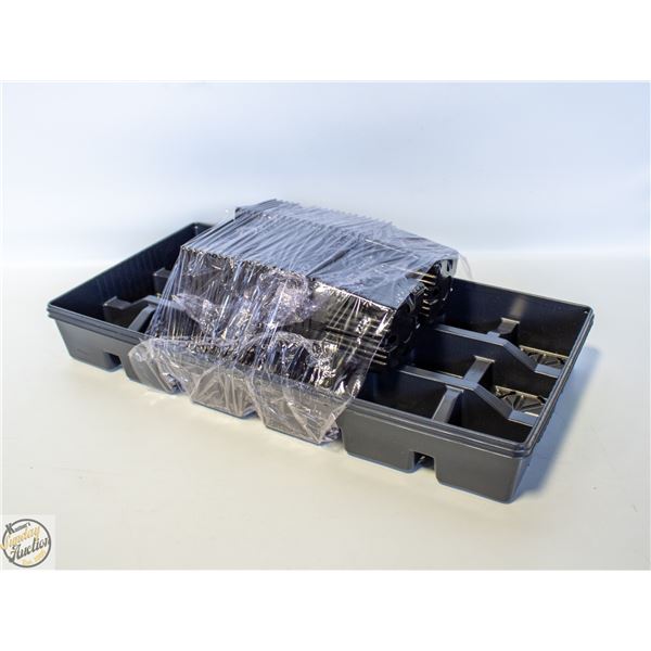 (2) SOAK TRAYS & 36 SQUARE POTS