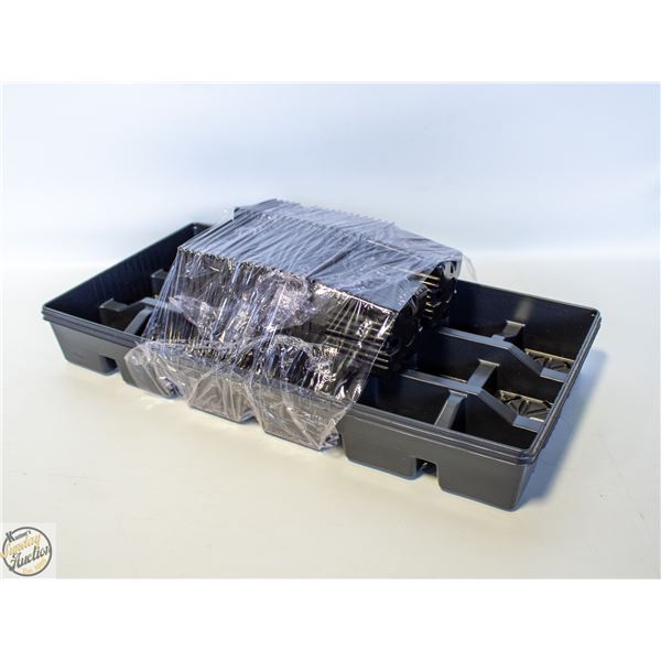 (2) SOAK TRAYS & 36 SQUARE POTS