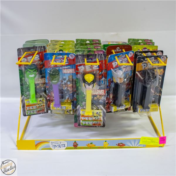 VINTAGE GENUINE PEZ STAND WITH SEALED 22PCS