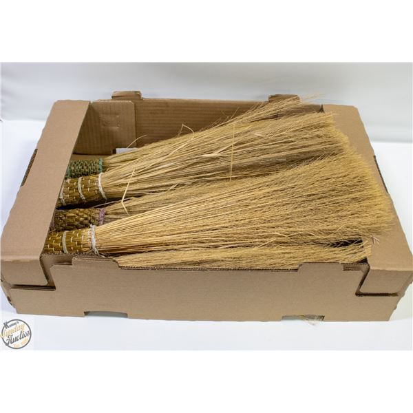 LOT OF 5 PRIMITIVE HEARTH SWEEPING 'BROOMS'