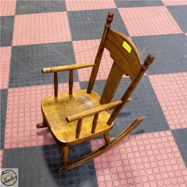 CHILDRENS OAK WOOD ROCKER 27" HIGH
