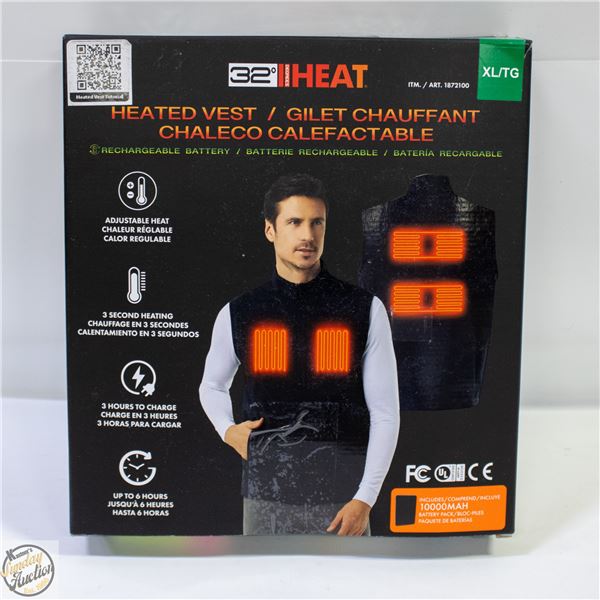 NEW 32 HEAT HEATED VEST, SIZE XL, 10000 MAH
