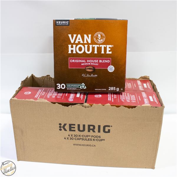 CASE OF 4 KEURIG MEDIUM ROAST HOUSE BLEND PODS 30-
