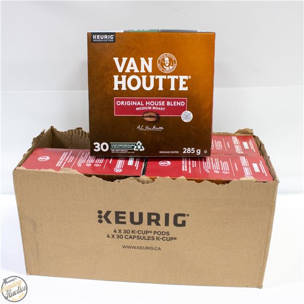 CASE OF 4 KEURIG MEDIUM ROAST HOUSE BLEND PODS 30-