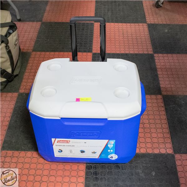 COLEMAN WHEELED 60 QUART COOLER UNUSED