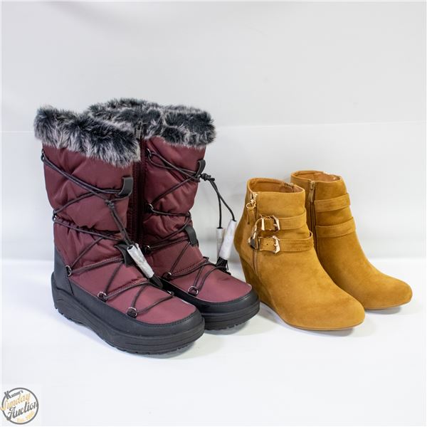 2 PAIRS UNWORN WOMANS BOOTS SIZE 8.5