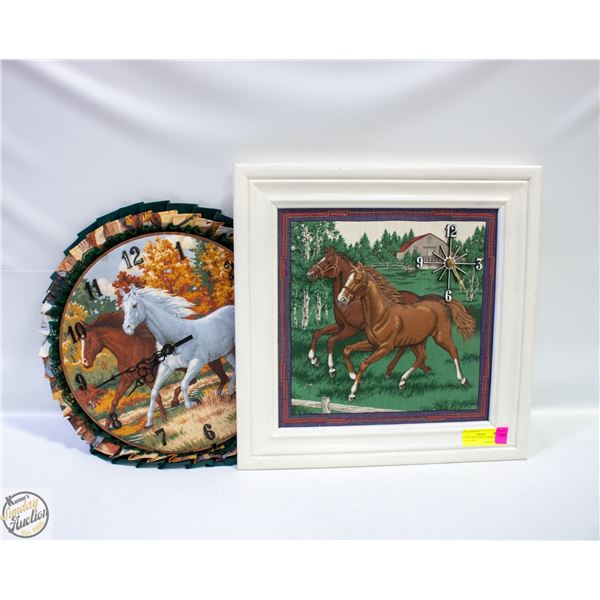 SET OF 2 EQUESTRIAN THEMED WALL CLOCKS