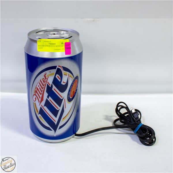 MILLER LITE PLUG IN BEER CAN LIGHT